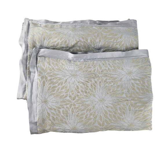 Hudson Park Other - Hudson Park Zinnia Set of 2 Standard Pillow Shams Silver Gray Gold Cotton Silk